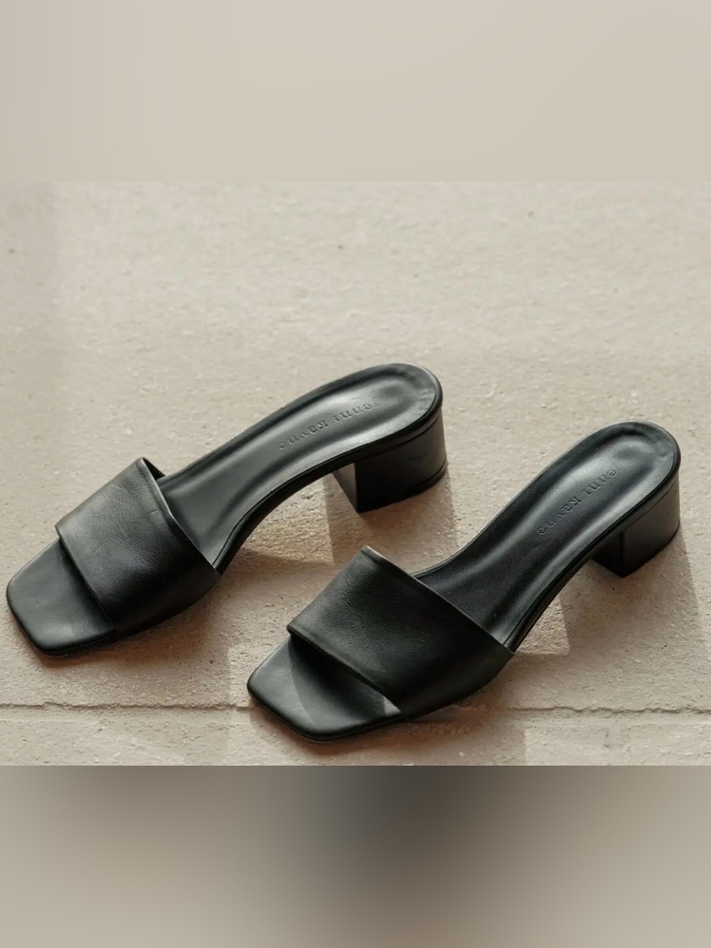 JENNI KAYNE Leather Miller Heeled Slides Black size EU39 US8.5